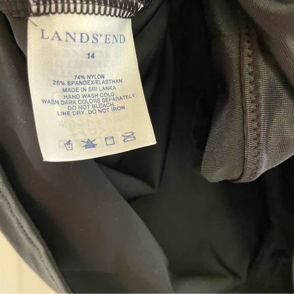 Land’s End Size 14 Black Swim Top Ruched Halter Tie-Neck V-Neck Keyhole Tankini - Picture 8 of 9